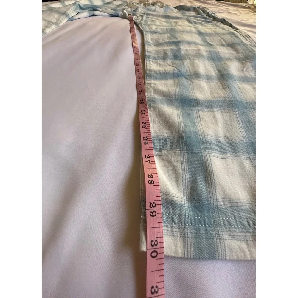 Eddie Bauer Stines Flannel Sleep Pants Porcelain Blue White Plaid Womens‎ 2XL